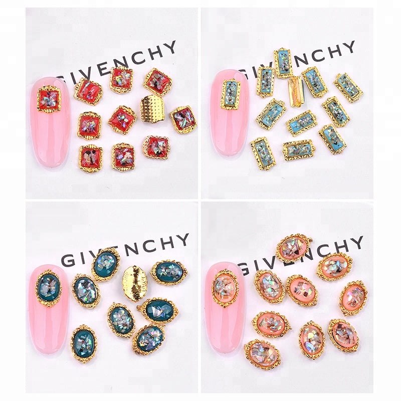 NAW023 Crushed Shell Flakes Alloy Nail Art Decorations Gravels Wheel Creative 3d Retro Jewelry Charm Manicure Tools