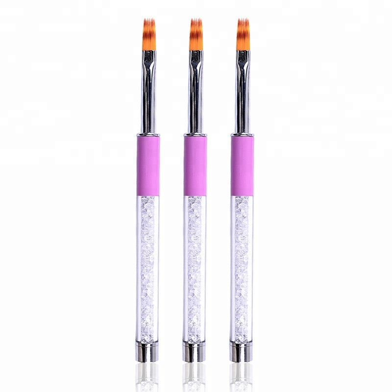 NAB020  ForLife 1 Pcs Rhinestone Nylon Hair Nail Art Ombre Brush UV Gel Drawing Liner Nail Art Tools Pen