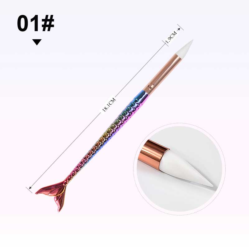 NAB018 ForLife 5 Types Mermaid Silicone Nail Art Brush Pen Carving Emboss Shaping Hollow Sculpture Manicure Tool