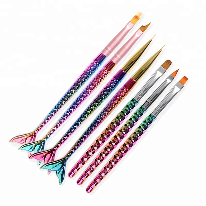 NAB009  ForLife 7 Style Gradient Mermaid Nail Art Painting Liner Brush UV Gel Polish 3D French Tips Sculpture Drawing Pen