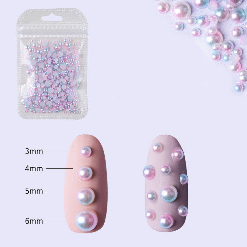 NDE018  ForLife Half Round Pearls Colorful Mixed Flatback Loose White Glue On Resin Beads DIY Jewelry Making Nails Art