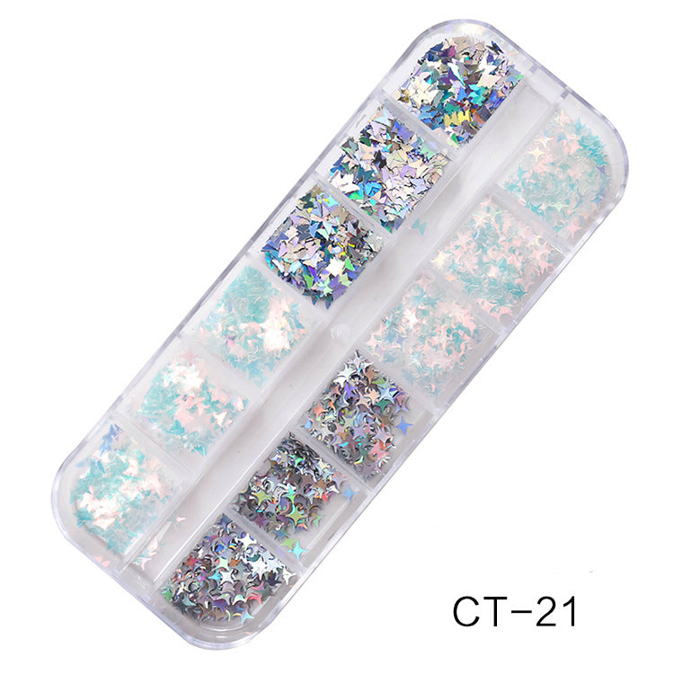 NDE050  Hot Selling Nail Rhinestone 12 Grid Boxed Mixed Rivet Jewelry Symphony Pearl Sequin Chain Nail Accessories