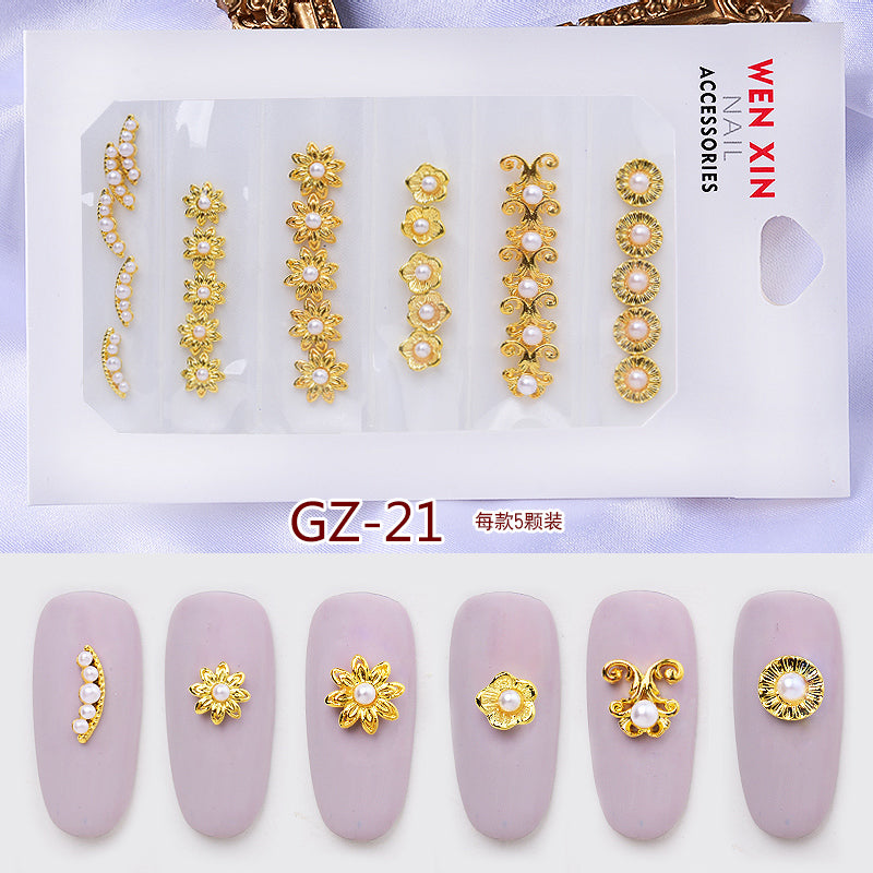 NRS007  ForLife 6 Grid Pack Flatback Nail Art Crystal Rhinestones Zircon Decorations 3d Alloy Retro Nail Accessories DIY tools