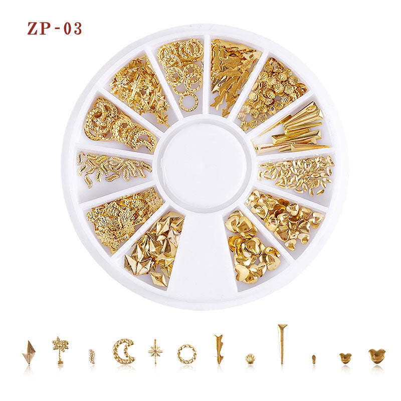 NRD007 3d Ocean Nail Art Studs Gold Charms Summer Sea Metal Alloy Rivets Shell Starfish Hollow Star decoration nails