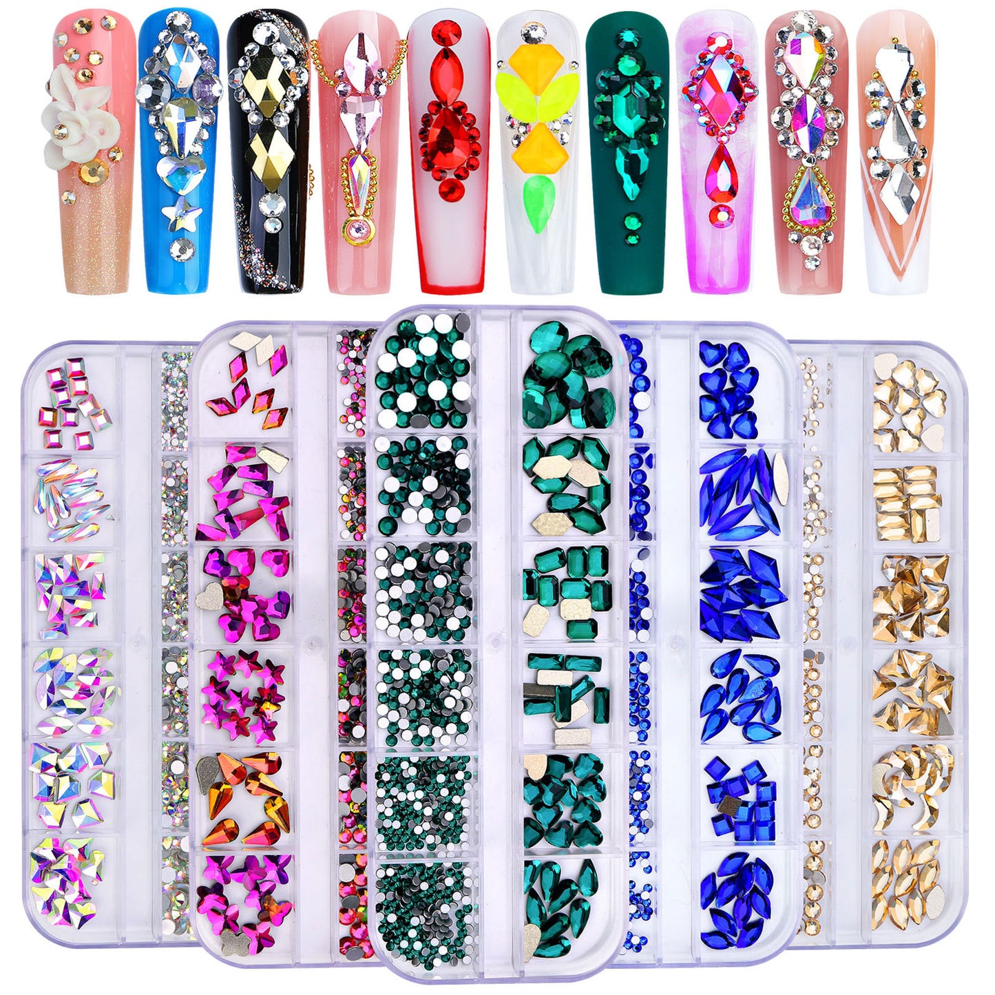 NRS027  ForLife Flat Bottom Glass Nail Rhinestones Decorations Crystal 3d Nail Art Accessories Shaped rhinestones