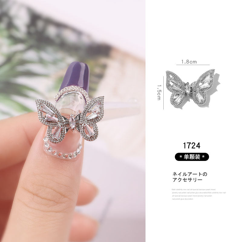 NDE037  ForLife 3D Zircon Butterfly Designer Nail Charms In Bulk