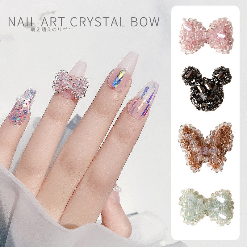 NDE047  ForLife 2021 new nail jewelry Japanese crystal bow handmade rhinestone butterfly Mickey 3D nail decoration