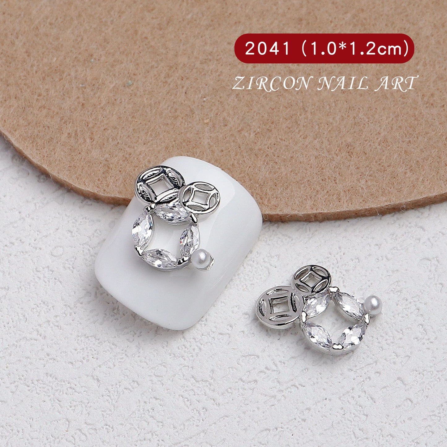 NZJ055  Nail Art Tiger Year Jewelry New Year Rhinestone Super Flash Zircon Rich Fortune Lucky Cat Nail Decoration