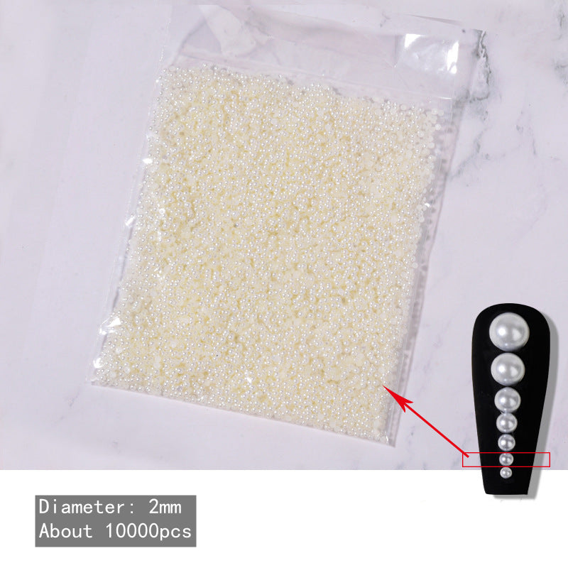 NDE058  ForLife Wholesale white beige semi-circular pearls 3D bulk DIY handmade nail art flat pearl jewelry