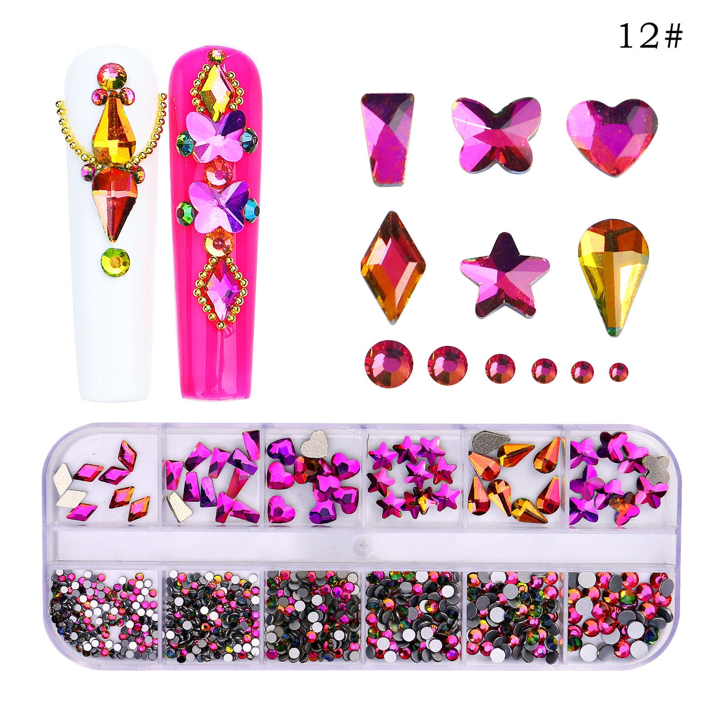 NRS027  ForLife Flat Bottom Glass Nail Rhinestones Decorations Crystal 3d Nail Art Accessories Shaped rhinestones