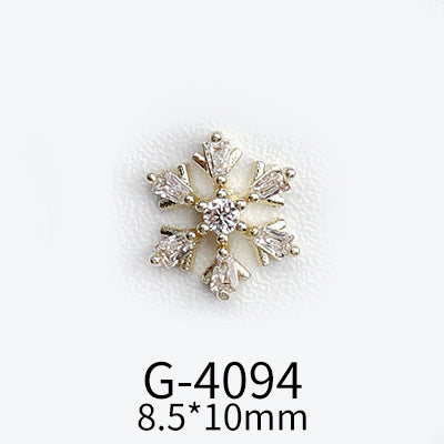 NZJ040  Christmas Nail Art Zircon Charms 3D Snowflake Nail Glitter Sticker Supplies Accessories Shiny Xtmas Nail Rhinestones Jewelry