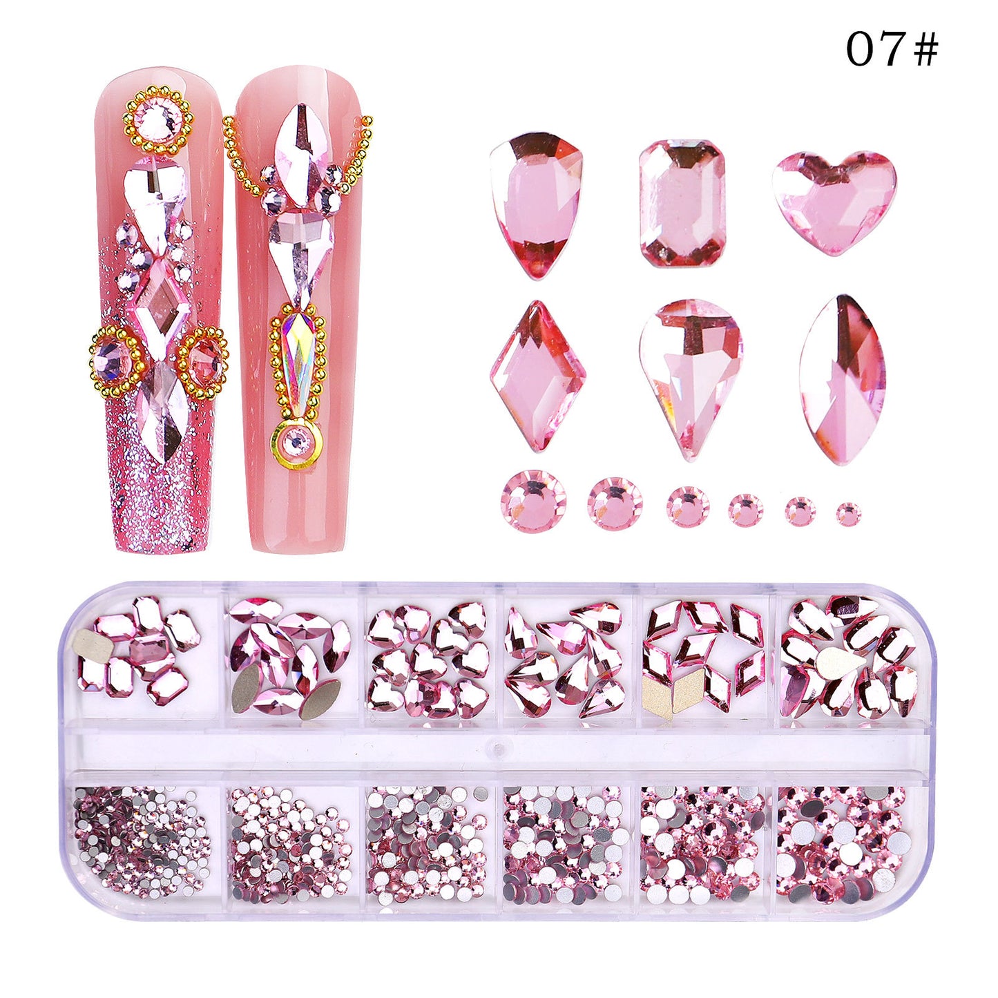 NRS027  ForLife Flat Bottom Glass Nail Rhinestones Decorations Crystal 3d Nail Art Accessories Shaped rhinestones