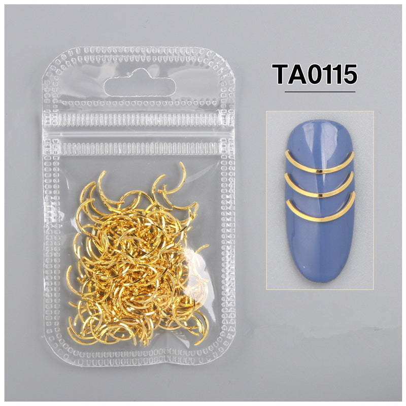 NRD002 1Bag Metal Rivets 3D Nail Decoration Gold Triangle Rectangles Alloy Studs DIY Manicure Nail Art Decorations