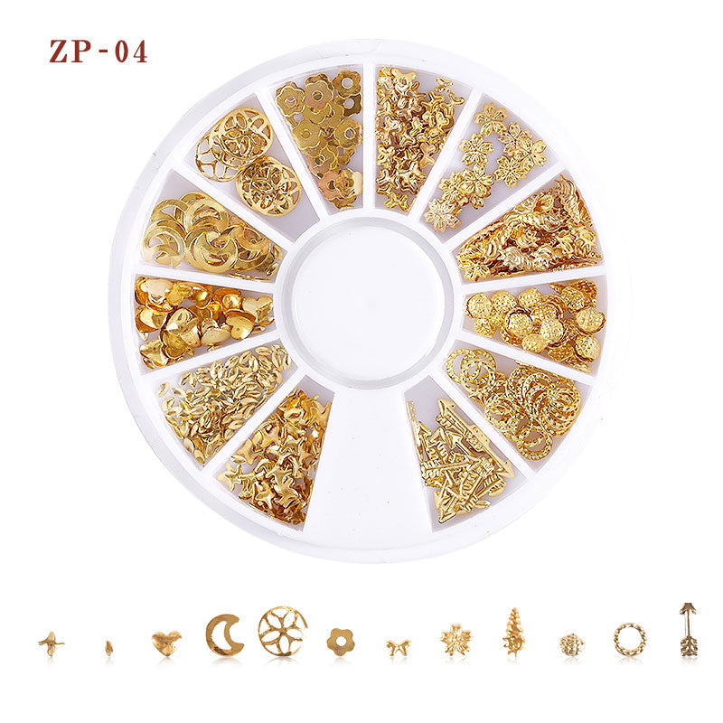 NRD007 3d Ocean Nail Art Studs Gold Charms Summer Sea Metal Alloy Rivets Shell Starfish Hollow Star decoration nails