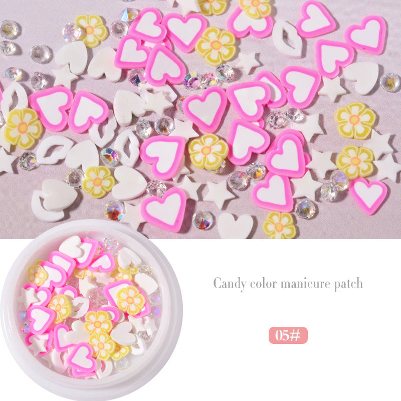 NDE046  New summer love soft rubber bow patch soft plastic sequins rhinestone nail decoration mixed set of accessories