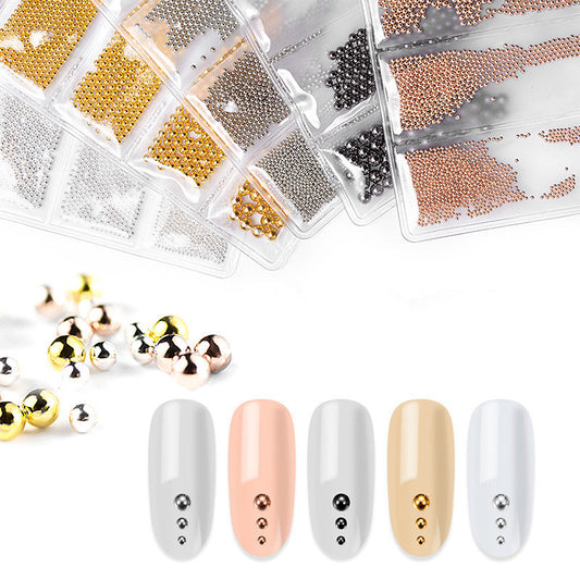 NDE017  ForLife 0.8/1/1.2/1.5/2/3 mm Rose Gold Silver Black Metal Nail Caviar Beads 3D Mini Micro Ball Tiny Nail Art Decoration