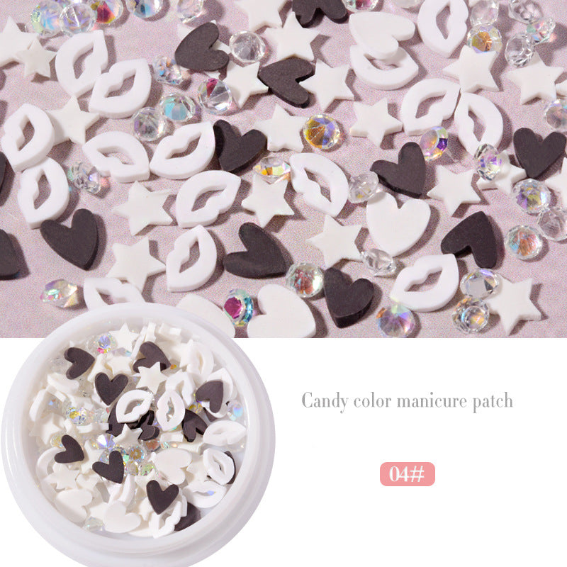 NDE046  New summer love soft rubber bow patch soft plastic sequins rhinestone nail decoration mixed set of accessories