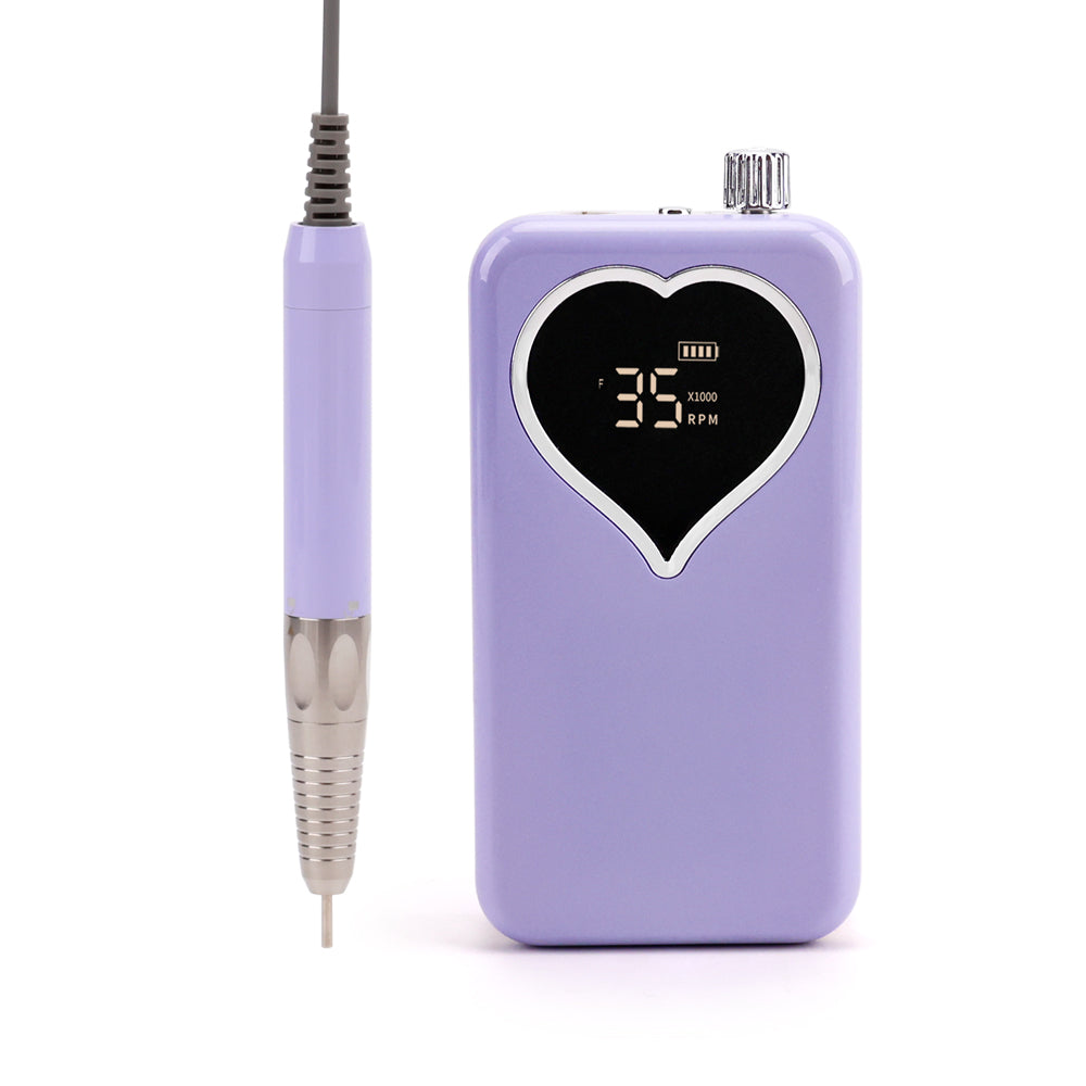 FNDM009 Purple 35000RPM Rechargeable Nail Drill Machine for Polished Exfoliation with Brushless Low Noise Nail Drill Sander for Gel Nail