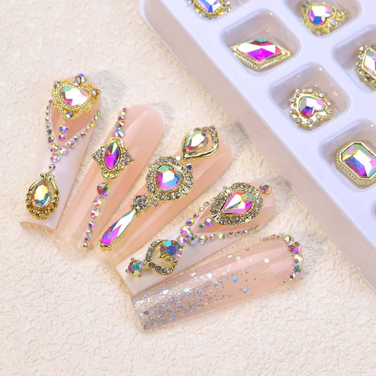 NZJ052  20pcs Alloy Nail Art Charm ornaments Love diamond zircon Super Shimmer Color shaped