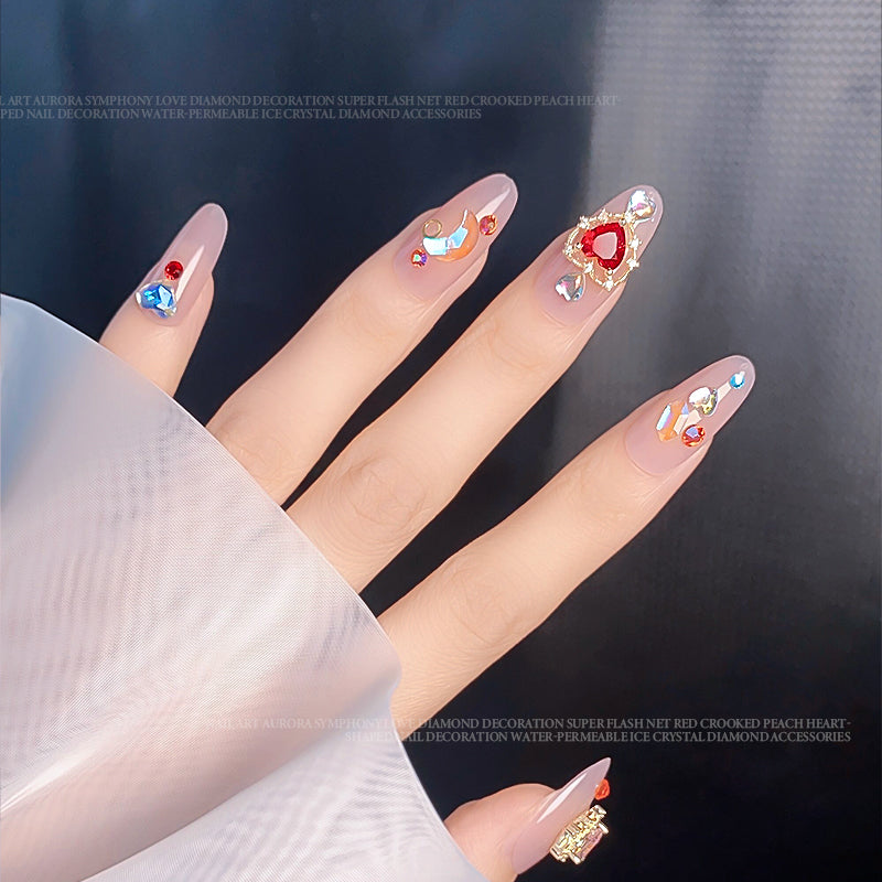 NZJ008 Diamond Zircon Nail Art Colorful Zircon Gem Jewelry Vintage Love Jewelry