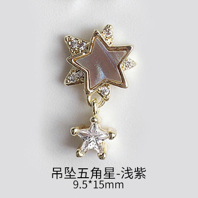 NZJ043  New nail art shell love jewelry metal accessories nail decoration diamond alloy jewelry