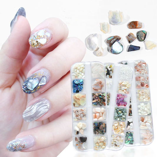 NDE062  12colors Irregular Crushed Natural Shell Nail Art Stone Manicure Nail Decorations