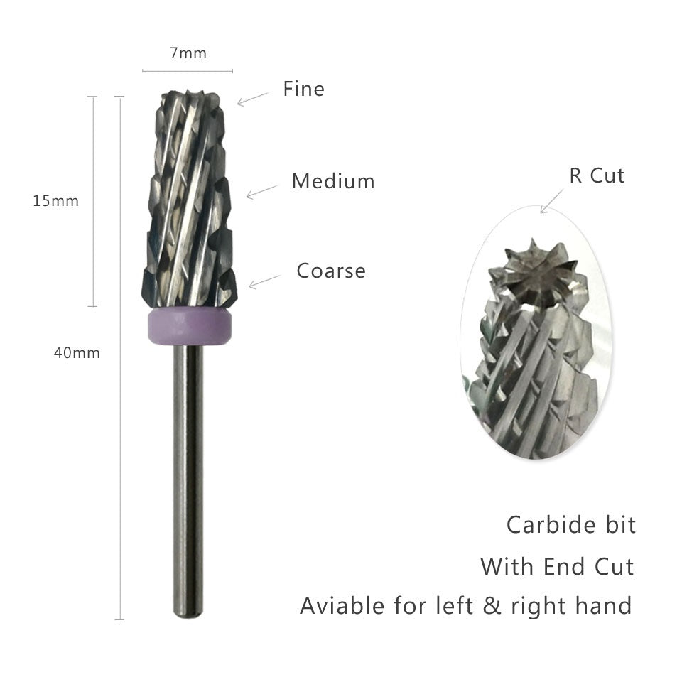 NDB040  Nail art Tapered Carbide Nail Drill Bits Milling Cutter For Manicure Remove Acylics & Gel Nails Accessories Tools