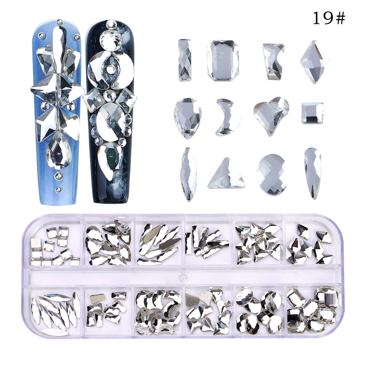 NRS027  ForLife Flat Bottom Glass Nail Rhinestones Decorations Crystal 3d Nail Art Accessories Shaped rhinestones