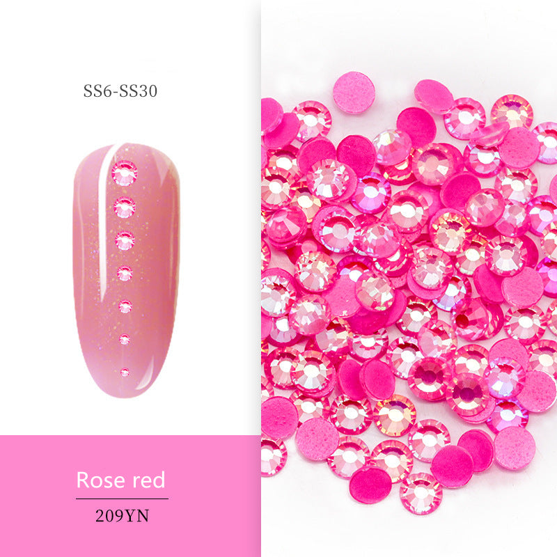 NRS026  Nail Art Luminous Mocha Fluorescent Rhinestone Bag Shiny DIY Flat Bottom Glass Rhinestone SS06-SS30