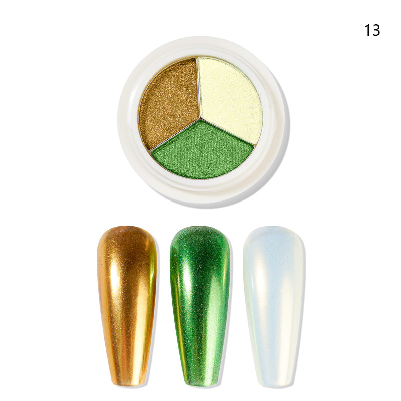 FNP083  Mixed 3 Colors Mirror Nail Powder Glitter Dust for Metal Effect Chrome Nail Art Solid Powder Pigment Nail Art Decorations Powder