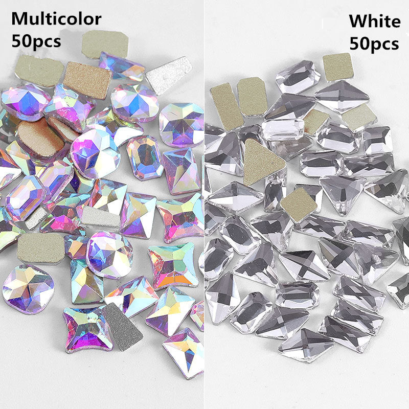 NRS003  ForLife Pear Nail Mix Color Rhinestones Gems Diamond Gold Bottom Flat Back Strass Stone 3D Charms Nails Accessories