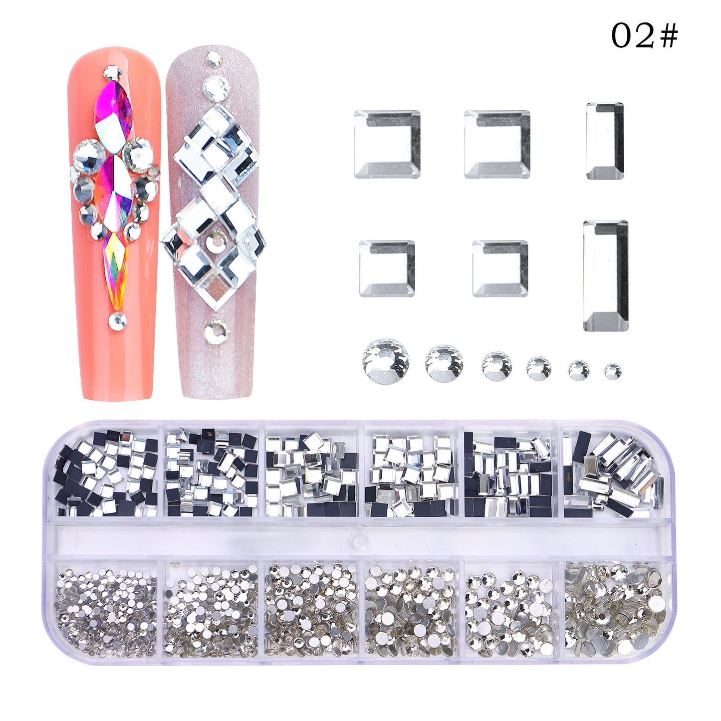 NRS027  ForLife Flat Bottom Glass Nail Rhinestones Decorations Crystal 3d Nail Art Accessories Shaped rhinestones