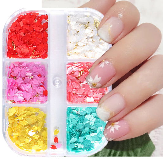 NDE065  Newest Flower Steel Ball Nail Art Accessories Ultra Thin Cherry Blossom Petals Sequins