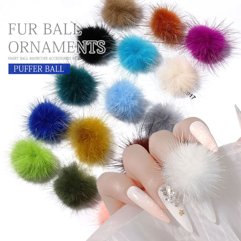 NDE060  Pompoms Plush Heart 3D Nail Art Decorations Soft Hairball Detachable Magnet Fashion Jewelry Manicure Design Accessories