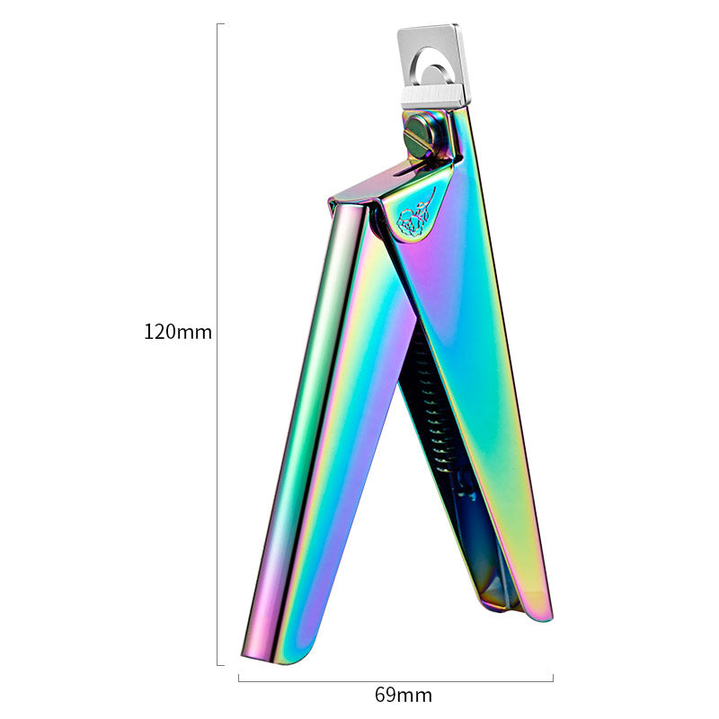 NNC004  Stainless Steel UV Gel False Nail Tips Trimmer Edge Cutter Nail Art Clipper Manicure Tools U Rainbow Gold Silver color