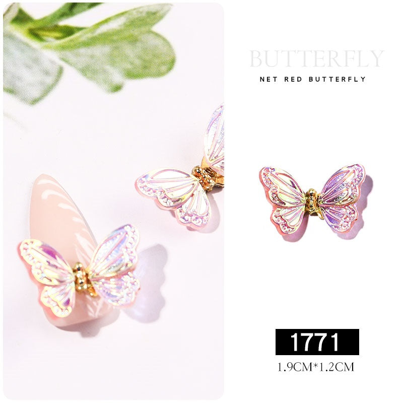 NDE042  ForLife 3D Aurora Simulation Flying Butterfly Nail Art Decorations Luxury Crystal Zircon Nail Jewelry