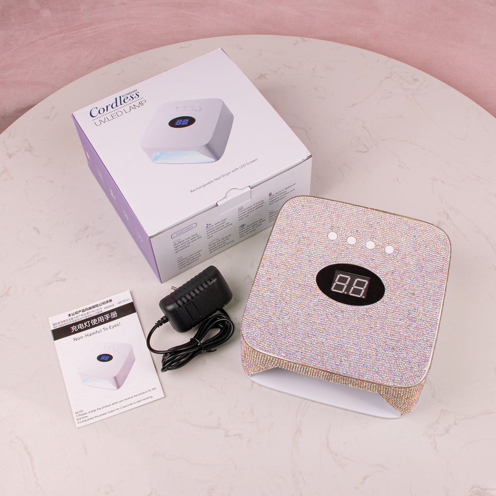 RNL007 Bling Shiny Rhinestones UV LED Nail Dryer Lamp Double USB Port Cordless 48W LED UV Nail Lamp