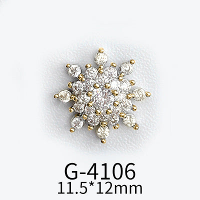 NZJ040  Christmas Nail Art Zircon Charms 3D Snowflake Nail Glitter Sticker Supplies Accessories Shiny Xtmas Nail Rhinestones Jewelry