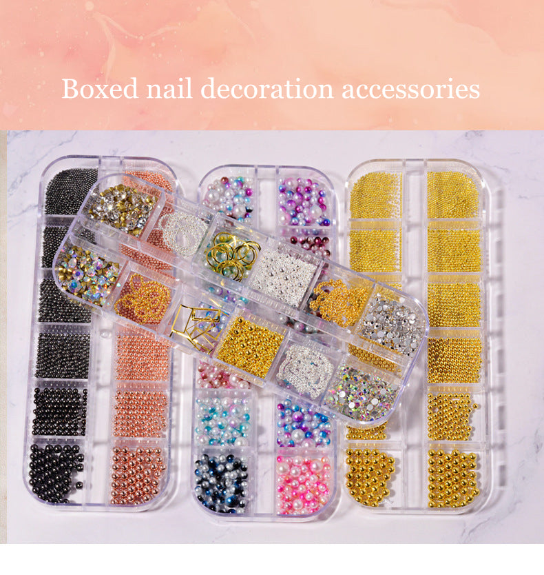 NRS022  ForLife New Nail Art Jewelry Rhinestone Mixed Rivet Pearl Small Accessories Nail Decoration Metal Chain Accessories