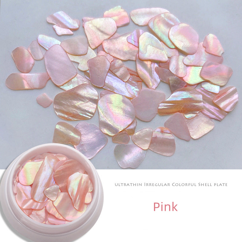 NZJ012 Nail art decorations charms manicure ultra-thin shell jewelry candy color irregular aurora natural shell