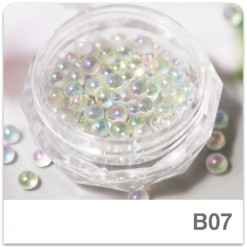 NDE066  ForLife Mixed Pearl Ornaments Rice White Pure White Illusion Color Flat Bottom Round Nails UV Gel 3d Nail Art Decoration