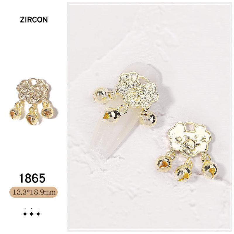 NZJ052  New Luxury Zircon Crystal Rhinestones For Nails Alloy Gold Nail Art Decorations Fashion Jewelry Ornaments