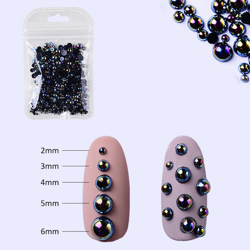 NDE018  ForLife Half Round Pearls Colorful Mixed Flatback Loose White Glue On Resin Beads DIY Jewelry Making Nails Art