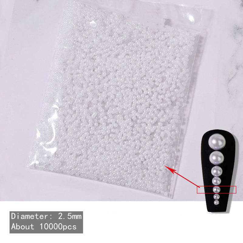 NDE058  ForLife Wholesale white beige semi-circular pearls 3D bulk DIY handmade nail art flat pearl jewelry