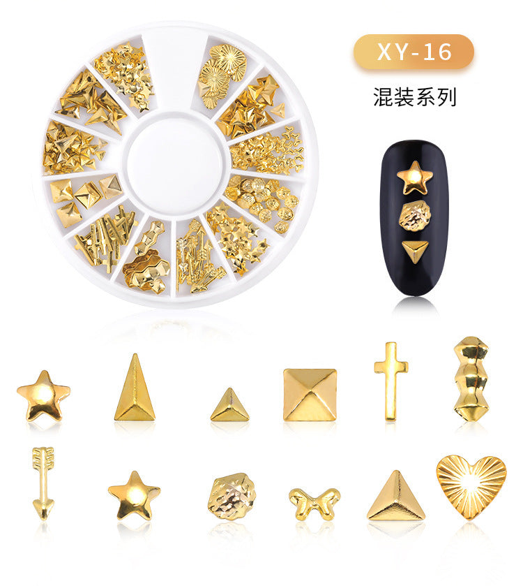 NRD003 3d Ocean Nail Art Studs Gold Charms Summer Sea Metal Alloy Rivets Shell Star Starfish Hollow Star decoration nails