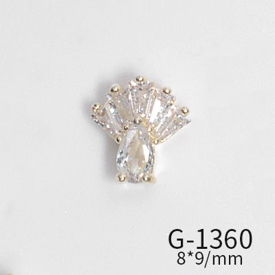 NZJ022 Japanese new nail zircon jewelry diamond pop moon pendant red-crowned crane nail jewelry