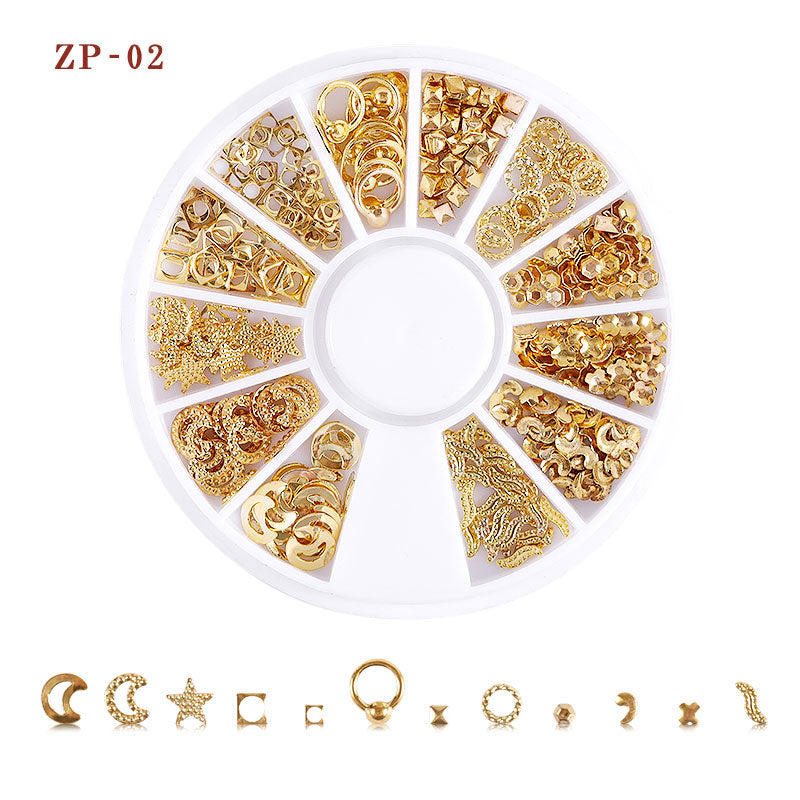 NRD007 3d Ocean Nail Art Studs Gold Charms Summer Sea Metal Alloy Rivets Shell Starfish Hollow Star decoration nails