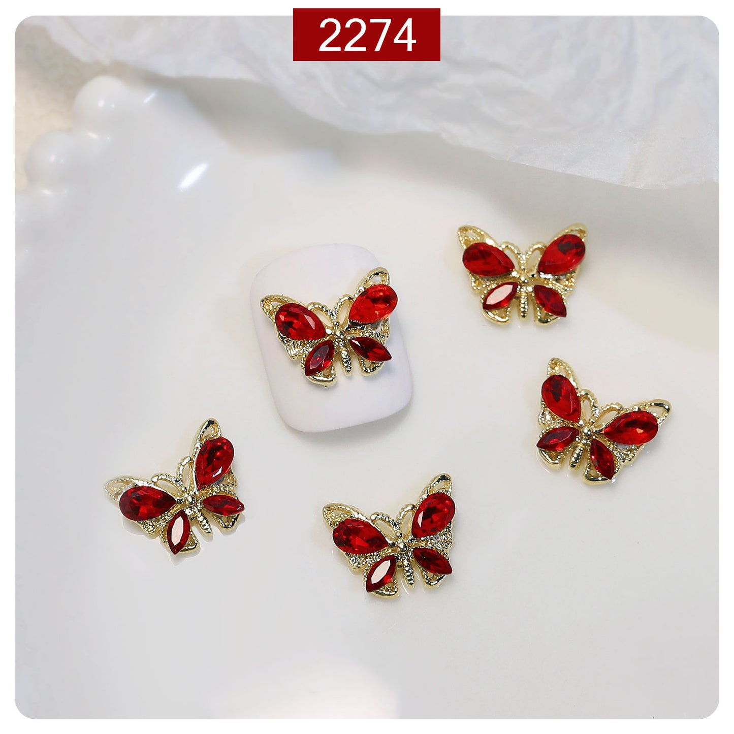 NZJ049  New luxury shiny 3D alloy crystal butterfly zircon nail accessories wholesale