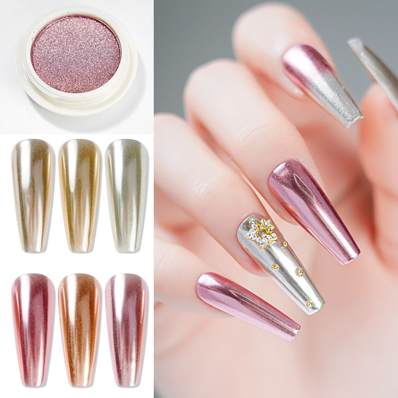 FNP084  6 Colors Magic Mirror Effect Nail Pigment Gold Holographic Nail Powder For Nail Art