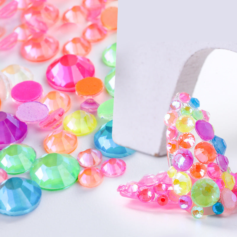 NRS026  Nail Art Luminous Mocha Fluorescent Rhinestone Bag Shiny DIY Flat Bottom Glass Rhinestone SS06-SS30